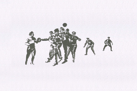 Ball Playing Soldiers Embroidery Design Review