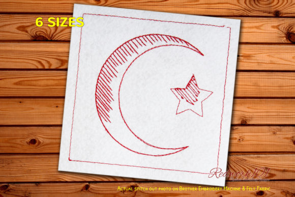 Crescent and Star Symbols Redwork Design Review