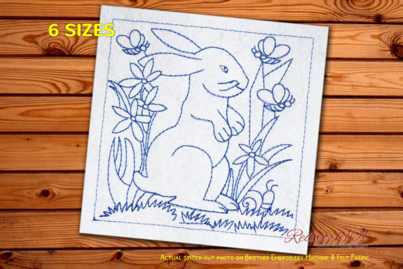 Rabbit Sitting in Garden Redwork Review