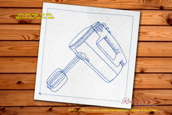 Vintage Kitchen Mixer Redwork Design Review